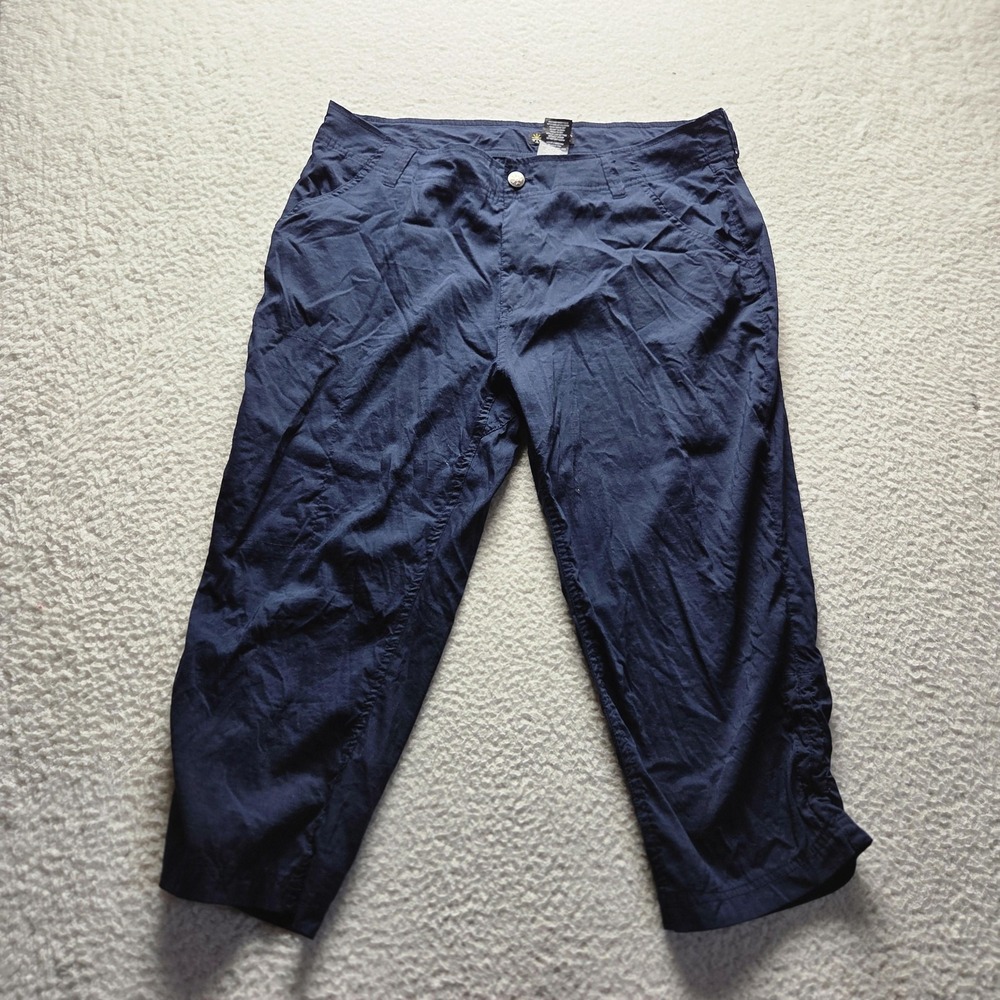 Khombu Capri Pants Womens XL Blue Microfiber Stretch Zip Crop Pockets Casual